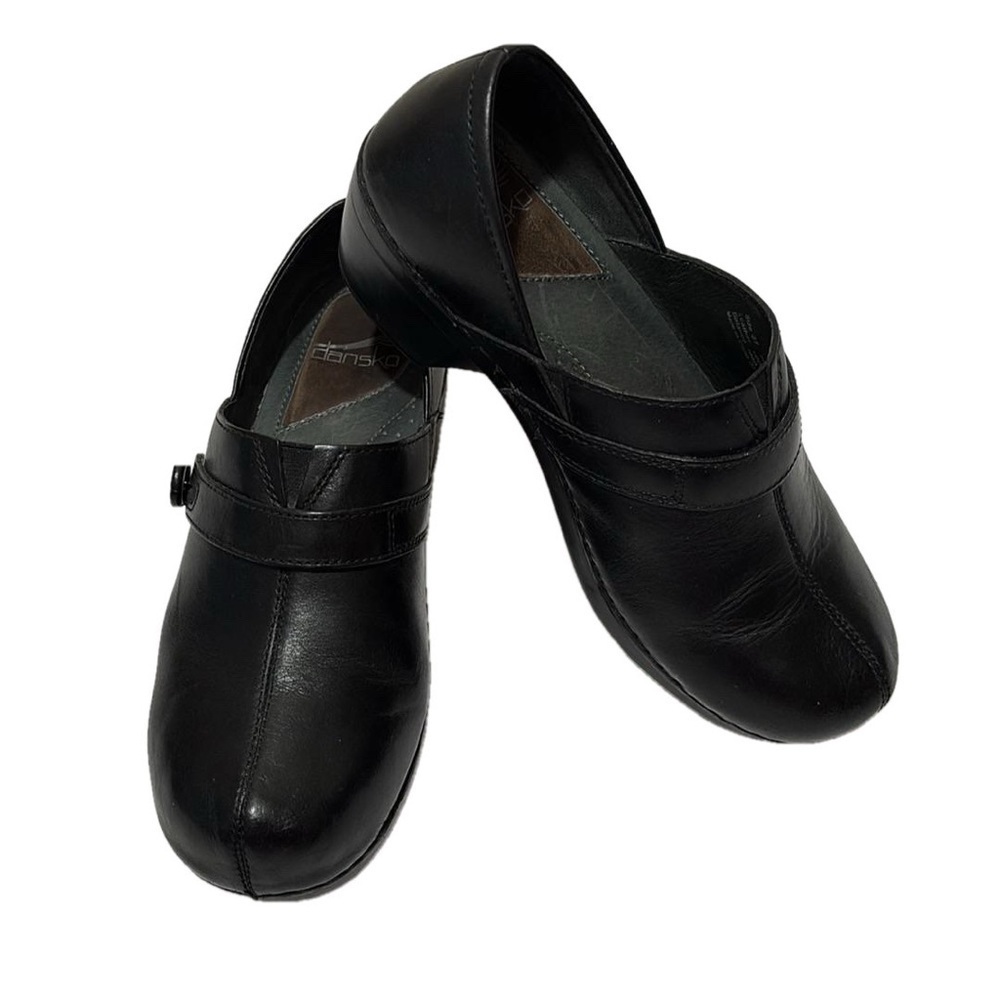 Dansko Solstice Leather Clogs, Size US 7 EUR 37, Black
